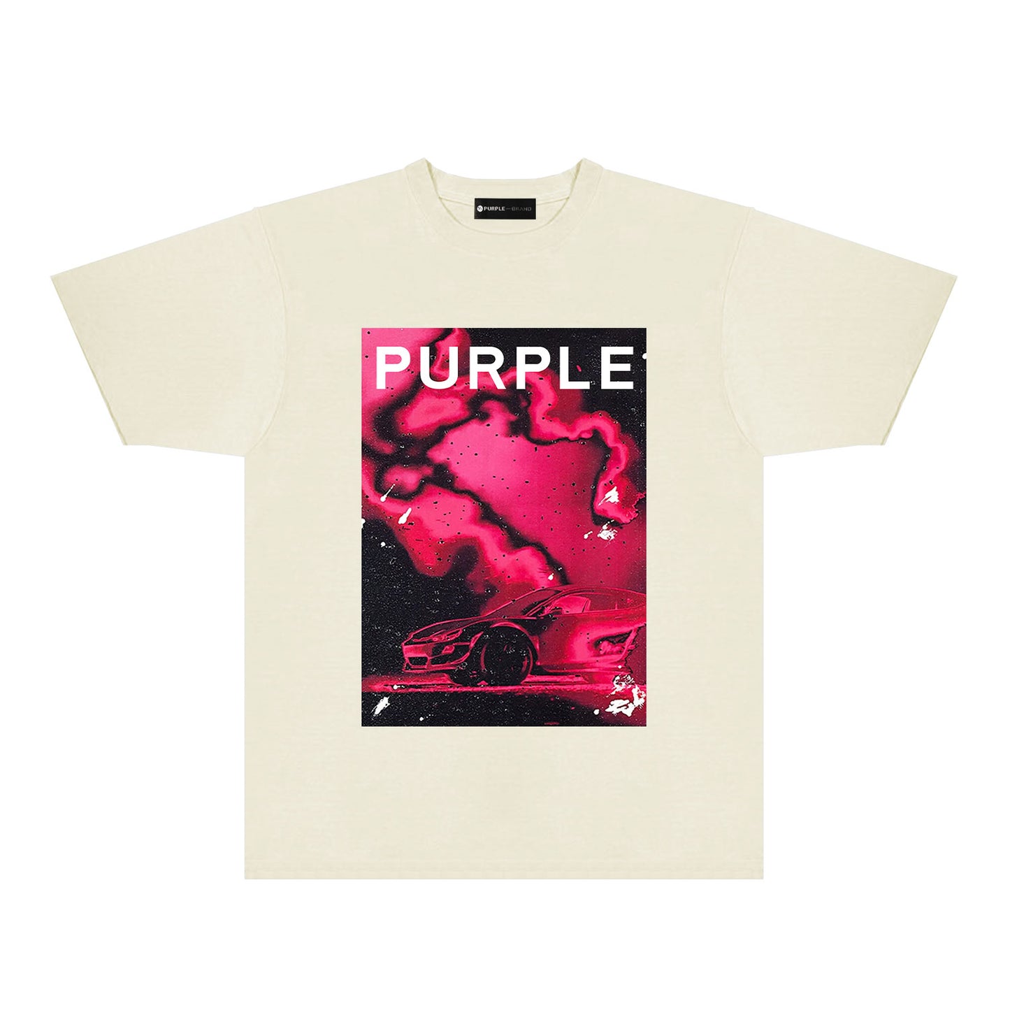 Purple Dreamy Car Graphic T-Shirt Short Sleeve Casual Streetwear Tee PUR183