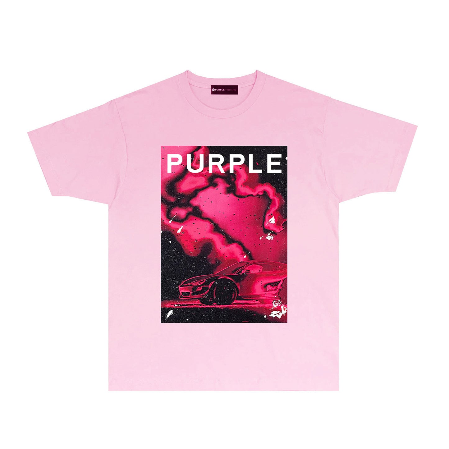 Purple Dreamy Car Graphic T-Shirt Short Sleeve Casual Streetwear Tee PUR183