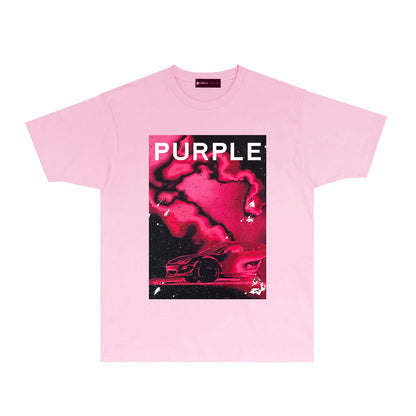 Purple Dreamy Car Graphic T-Shirt Short Sleeve Casual Streetwear Tee PUR183