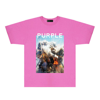 Purple Explosive Sky Graphic T-Shirt Short Sleeve Casual Streetwear Tee PUR184