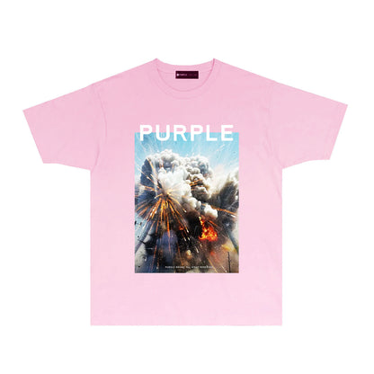 Purple Explosive Sky Graphic T-Shirt Short Sleeve Casual Streetwear Tee PUR184