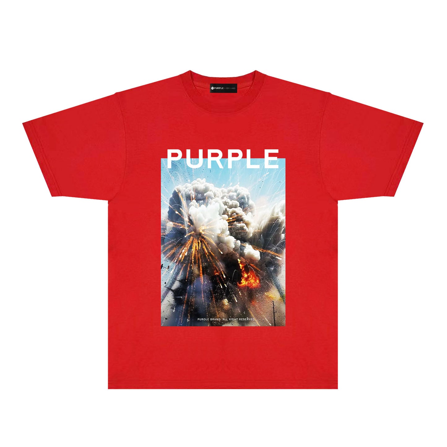 Purple Explosive Sky Graphic T-Shirt Short Sleeve Casual Streetwear Tee PUR184