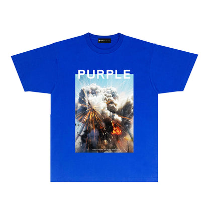 Purple Explosive Sky Graphic T-Shirt Short Sleeve Casual Streetwear Tee PUR184