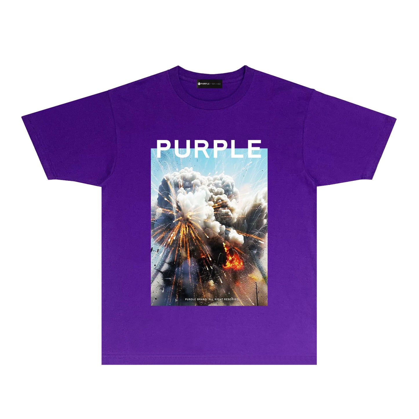 Purple Explosive Sky Graphic T-Shirt Short Sleeve Casual Streetwear Tee PUR184