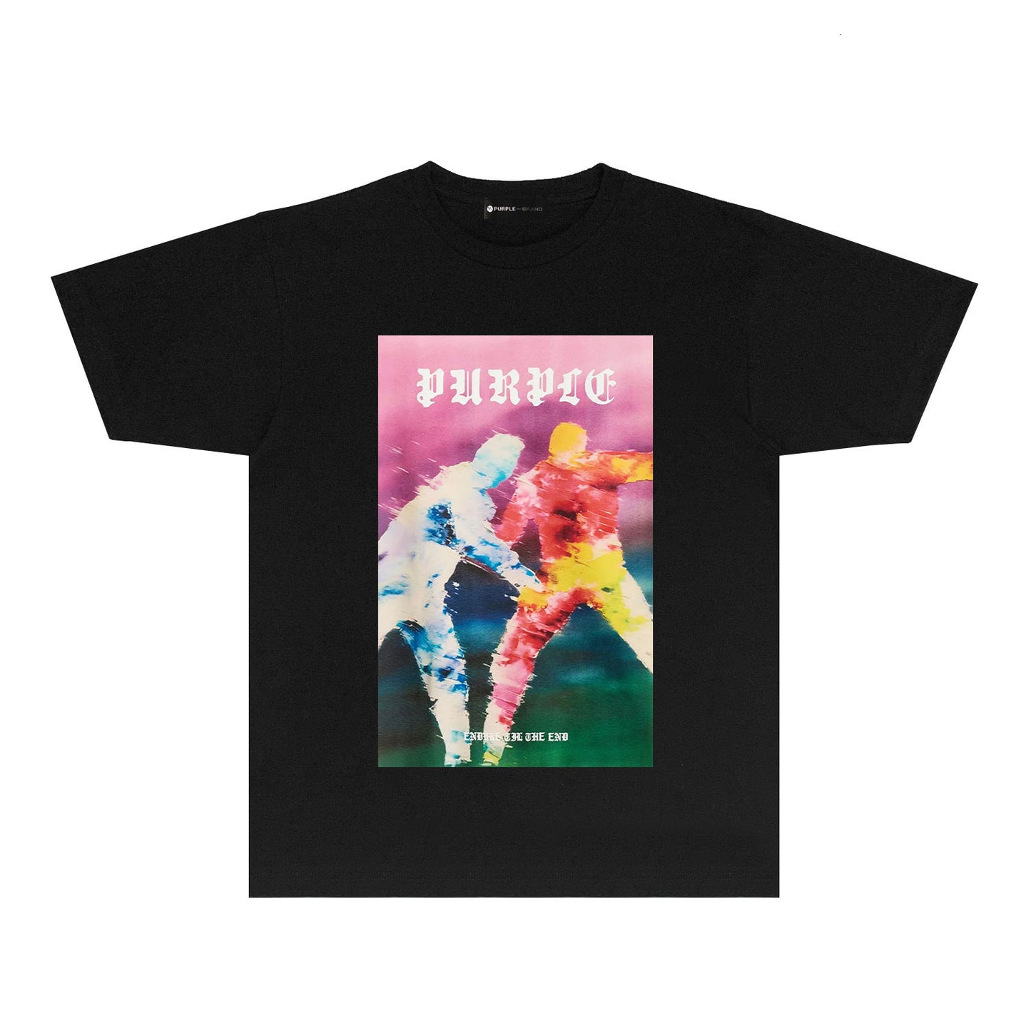 Purple Rainy Watercolor Figure Graphic T-Shirt Short Sleeve Casual Streetwear Tee PUR185