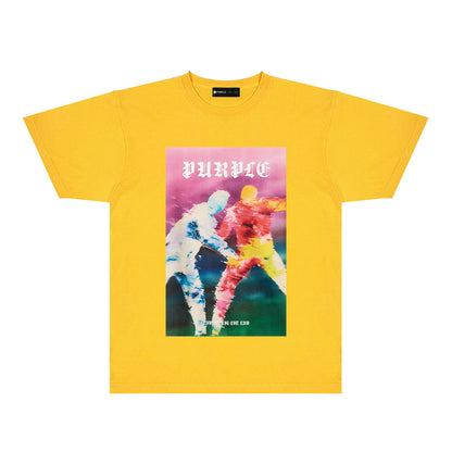 Purple Rainy Watercolor Figure Graphic T-Shirt Short Sleeve Casual Streetwear Tee PUR185
