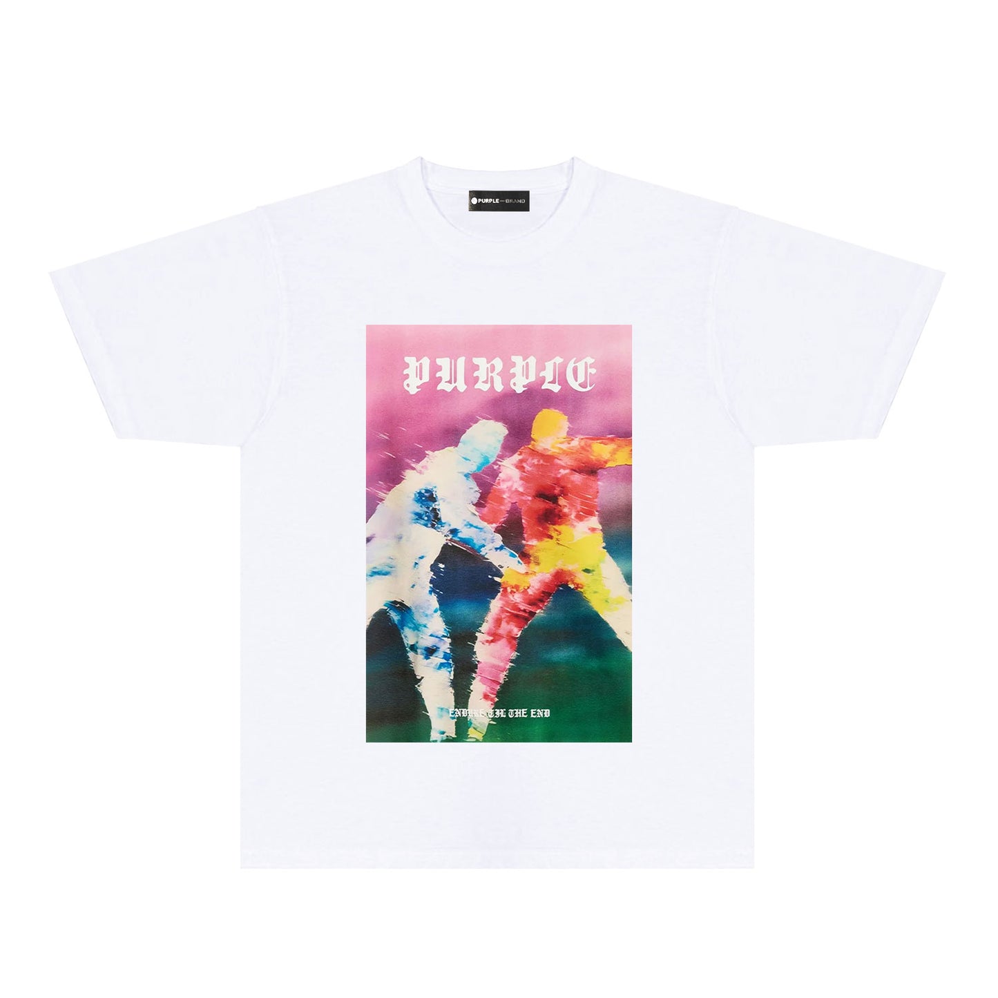 Purple Rainy Watercolor Figure Graphic T-Shirt Short Sleeve Casual Streetwear Tee PUR185