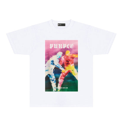 Purple Rainy Watercolor Figure Graphic T-Shirt Short Sleeve Casual Streetwear Tee PUR185