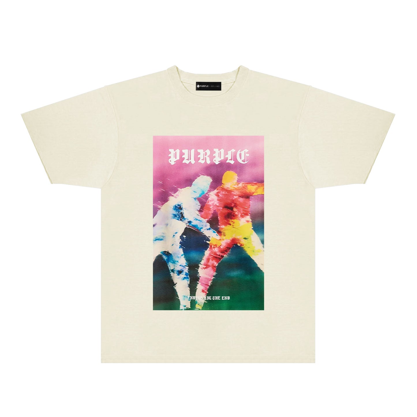 Purple Rainy Watercolor Figure Graphic T-Shirt Short Sleeve Casual Streetwear Tee PUR185