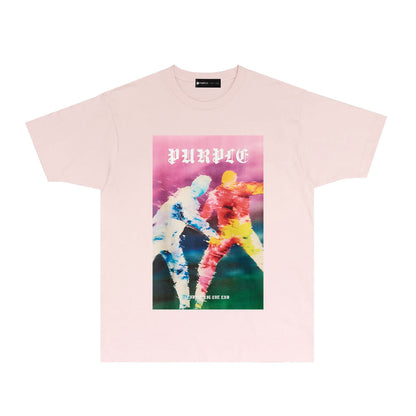 Purple Rainy Watercolor Figure Graphic T-Shirt Short Sleeve Casual Streetwear Tee PUR185