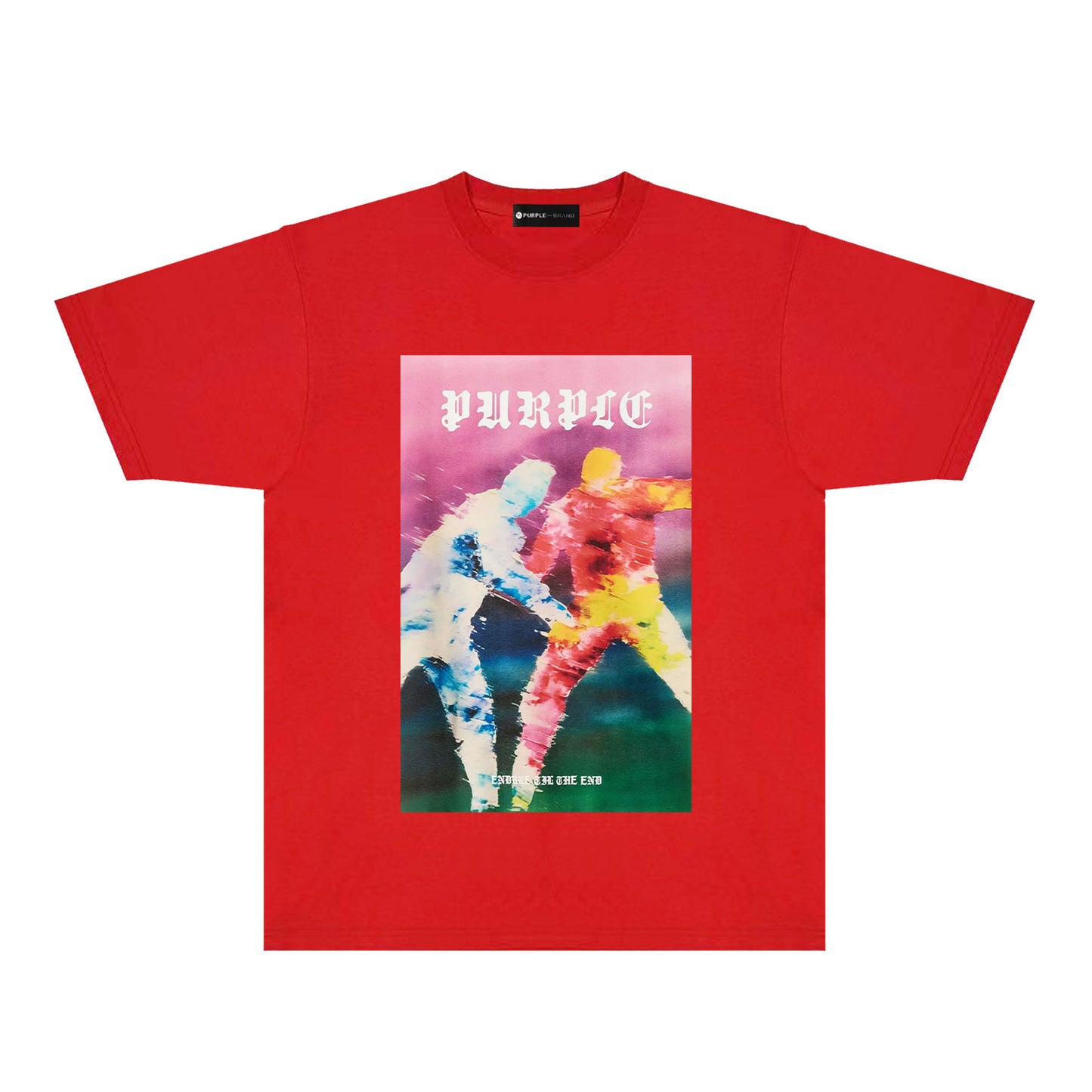 Purple Rainy Watercolor Figure Graphic T-Shirt Short Sleeve Casual Streetwear Tee PUR185