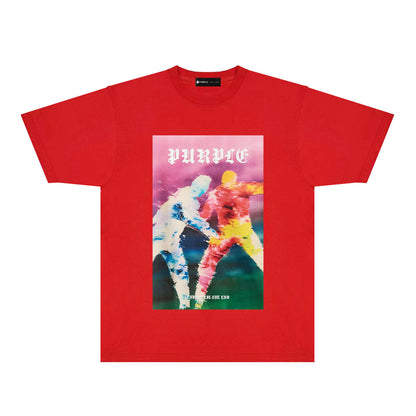 Purple Rainy Watercolor Figure Graphic T-Shirt Short Sleeve Casual Streetwear Tee PUR185