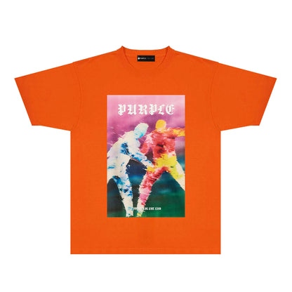 Purple Rainy Watercolor Figure Graphic T-Shirt Short Sleeve Casual Streetwear Tee PUR185