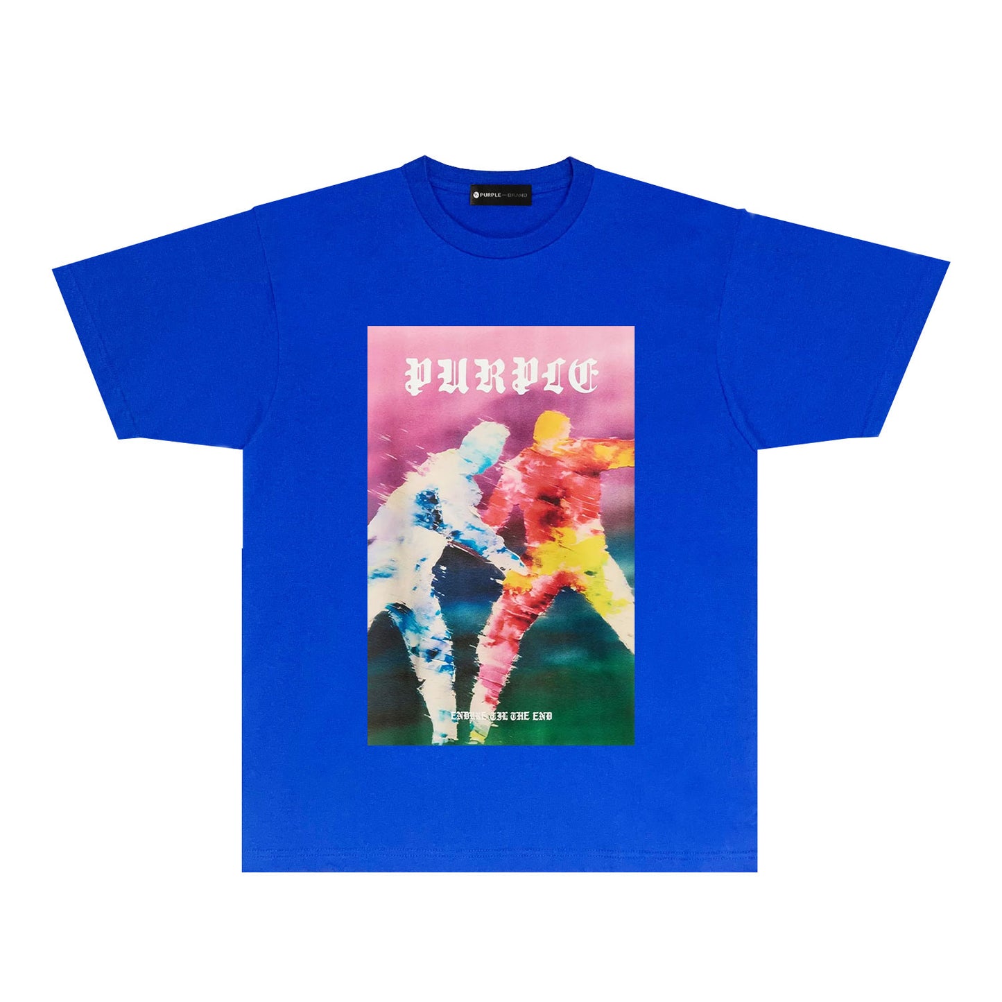 Purple Rainy Watercolor Figure Graphic T-Shirt Short Sleeve Casual Streetwear Tee PUR185