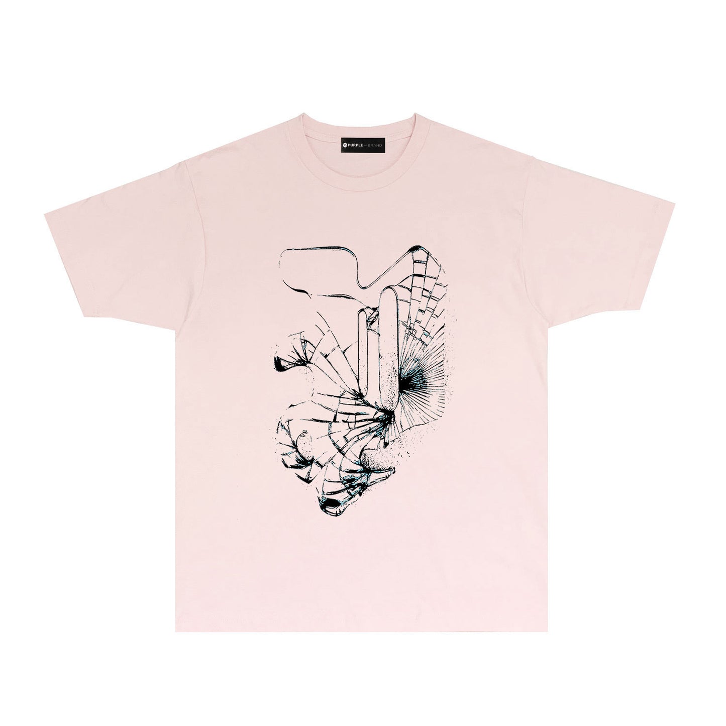 Purple Dreamy P Letter Graphic T-Shirt Short Sleeve Casual Streetwear Tee PUR186