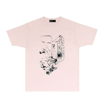 Purple Dreamy P Letter Graphic T-Shirt Short Sleeve Casual Streetwear Tee PUR186