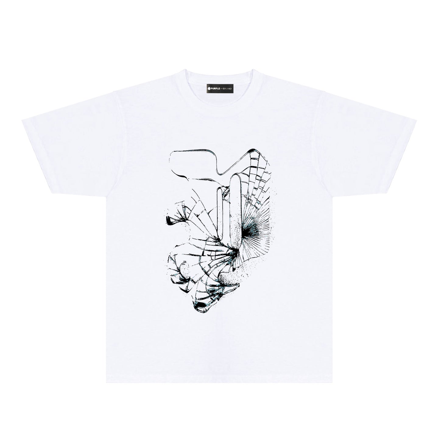 Purple Dreamy P Letter Graphic T-Shirt Short Sleeve Casual Streetwear Tee PUR186