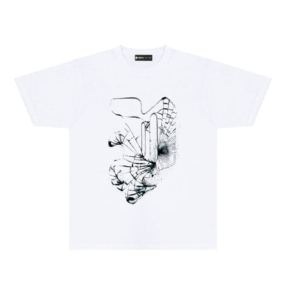 Purple Dreamy P Letter Graphic T-Shirt Short Sleeve Casual Streetwear Tee PUR186