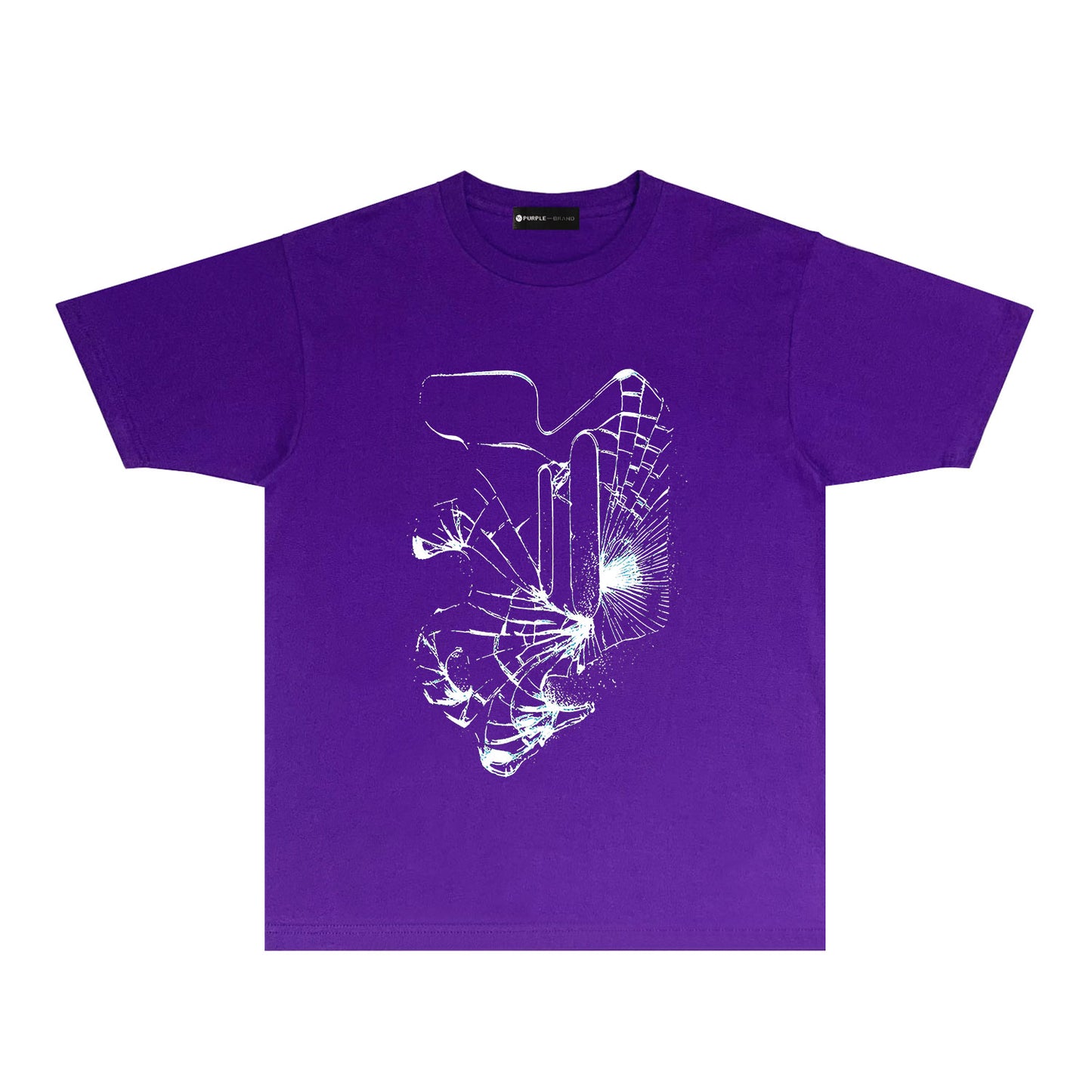Purple Dreamy P Letter Graphic T-Shirt Short Sleeve Casual Streetwear Tee PUR186