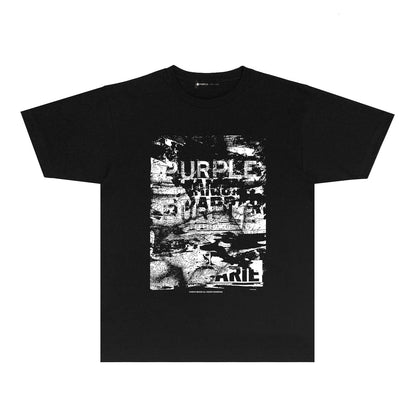 Purple Abstract Ink Blur Graphic T-Shirt Short Sleeve Casual Streetwear Tee PUR187