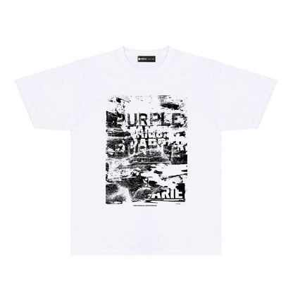 Purple Abstract Ink Blur Graphic T-Shirt Short Sleeve Casual Streetwear Tee PUR187