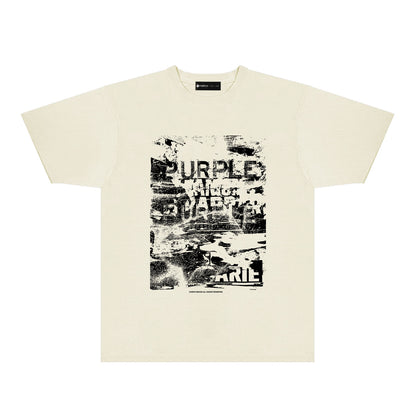Purple Abstract Ink Blur Graphic T-Shirt Short Sleeve Casual Streetwear Tee PUR187