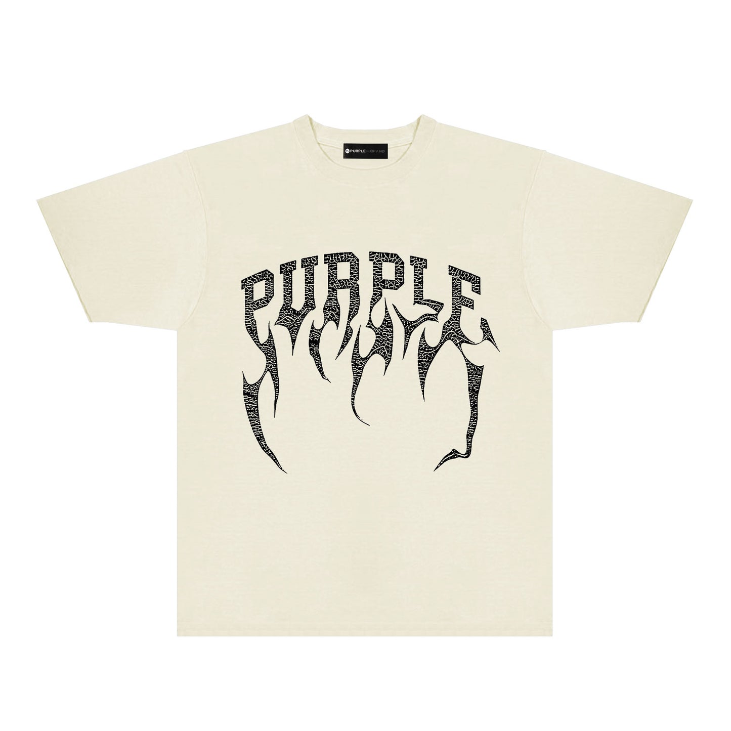 Purple Cracked Bone Letter Graphic T-Shirt Short Sleeve Casual Streetwear Tee PUR188