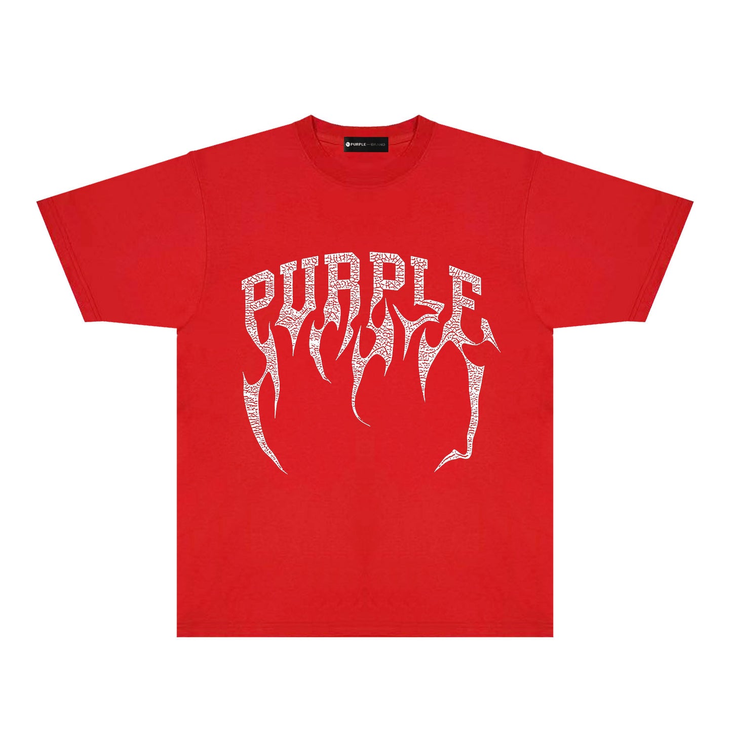 Purple Cracked Bone Letter Graphic T-Shirt Short Sleeve Casual Streetwear Tee PUR188