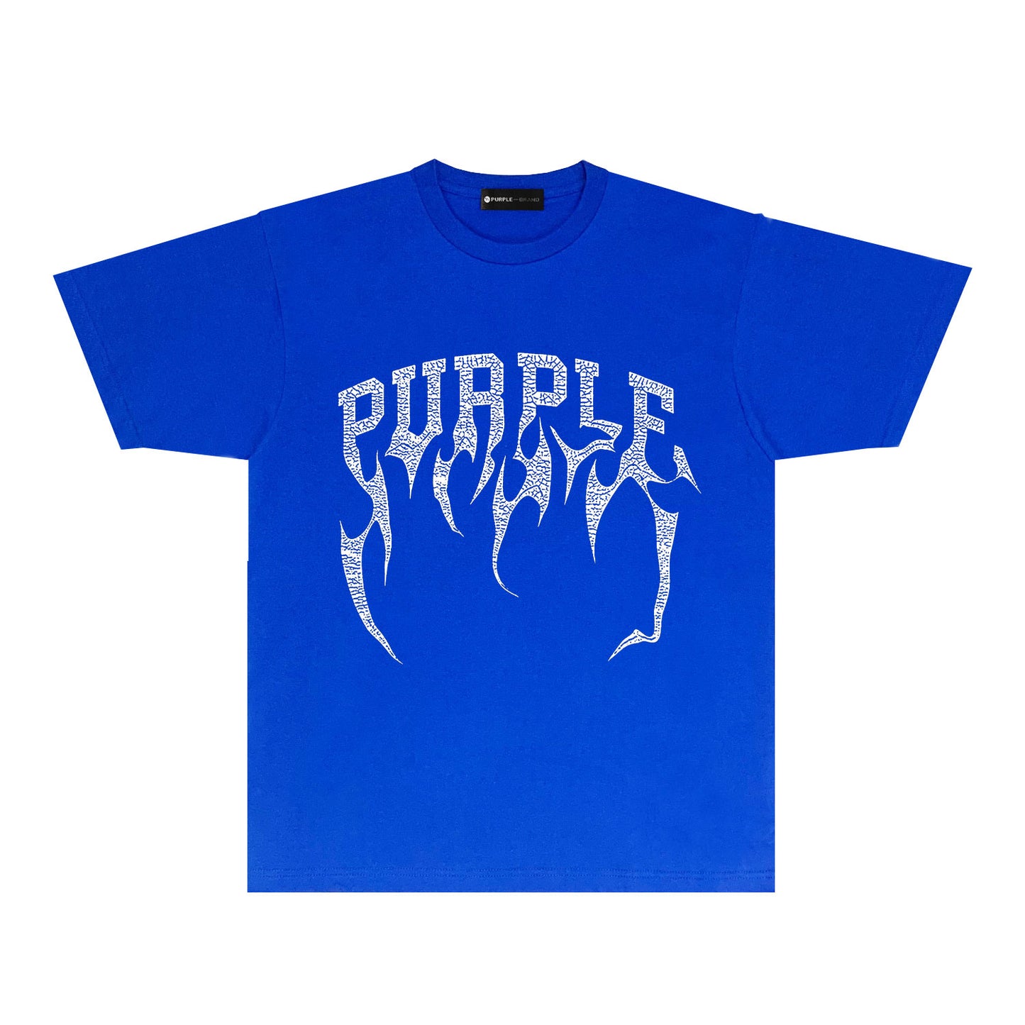 Purple Cracked Bone Letter Graphic T-Shirt Short Sleeve Casual Streetwear Tee PUR188