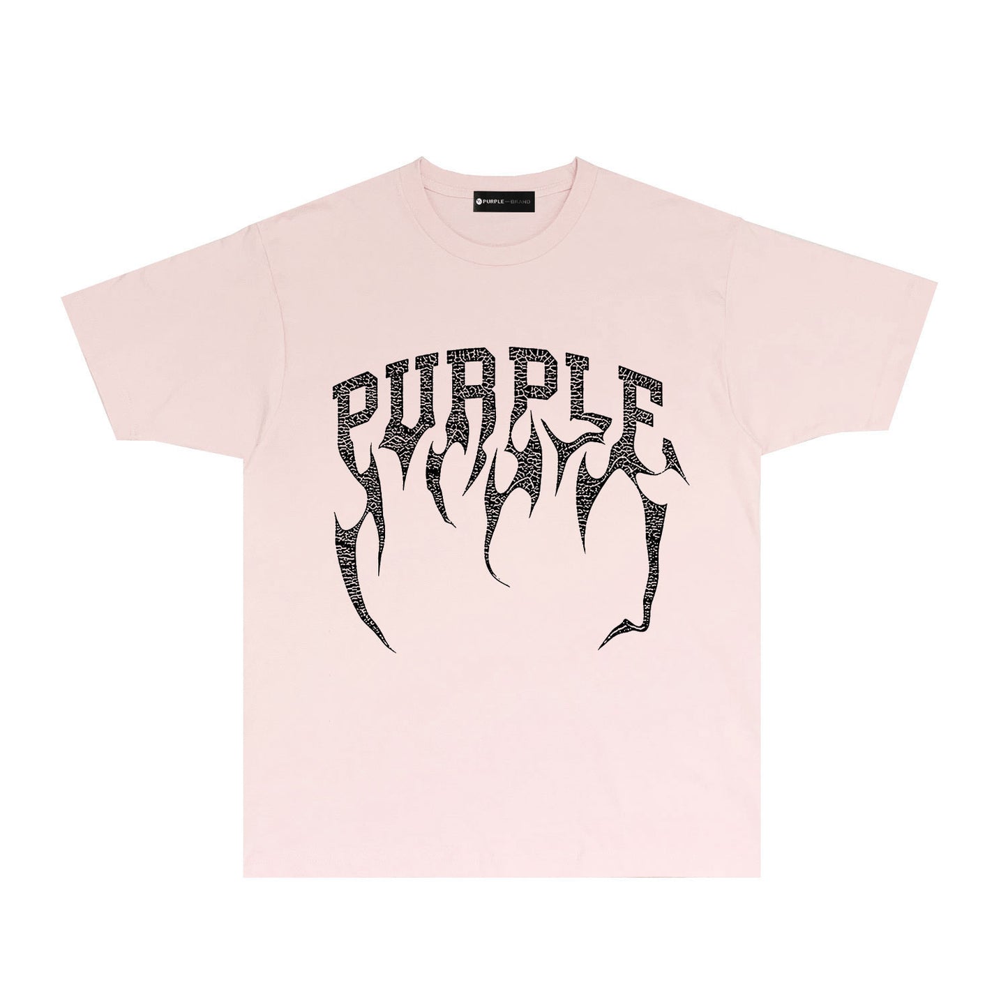 Purple Cracked Bone Letter Graphic T-Shirt Short Sleeve Casual Streetwear Tee PUR188