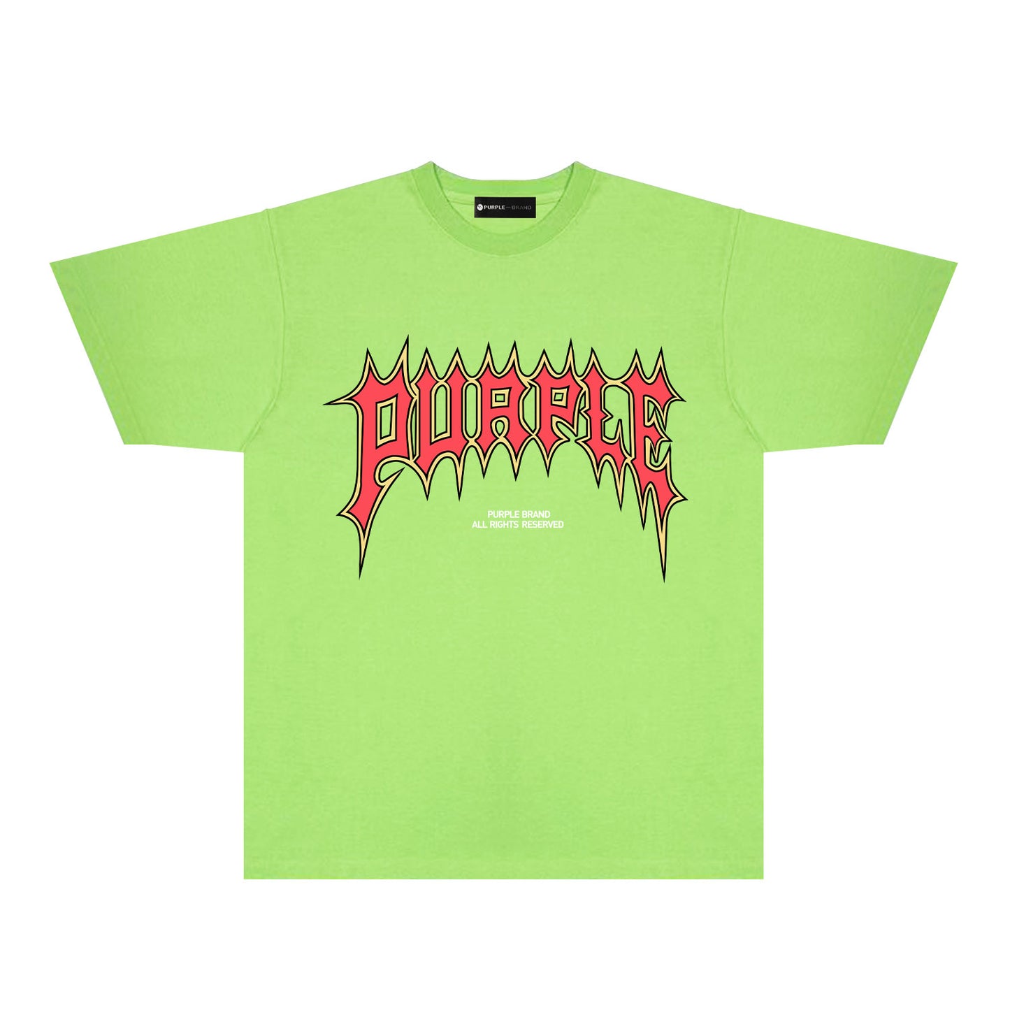 Purple Red Cracked Letter Graphic T-Shirt Short Sleeve Casual Streetwear Tee PUR189