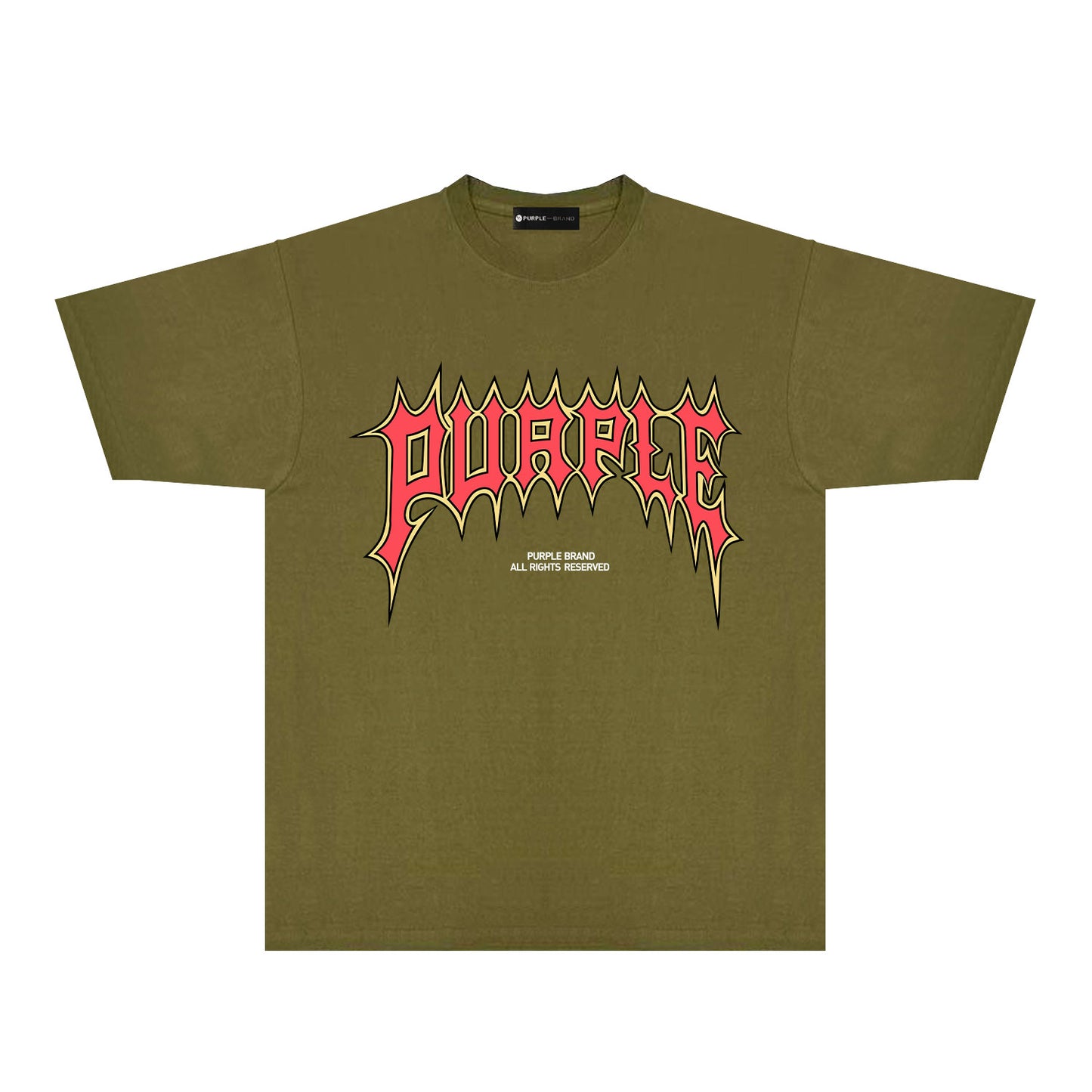Purple Red Cracked Letter Graphic T-Shirt Short Sleeve Casual Streetwear Tee PUR189