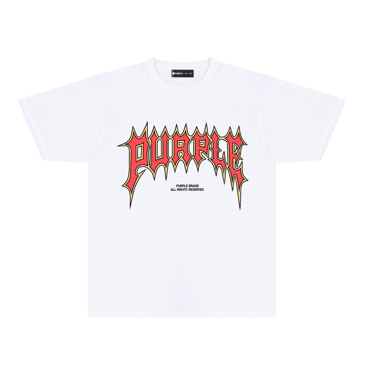 Purple Red Cracked Letter Graphic T-Shirt Short Sleeve Casual Streetwear Tee PUR189