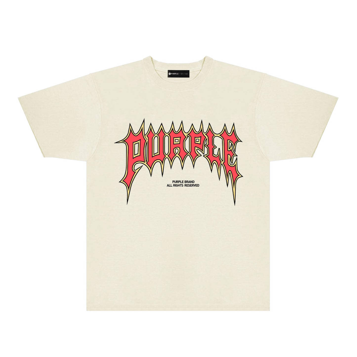 Purple Red Cracked Letter Graphic T-Shirt Short Sleeve Casual Streetwear Tee PUR189