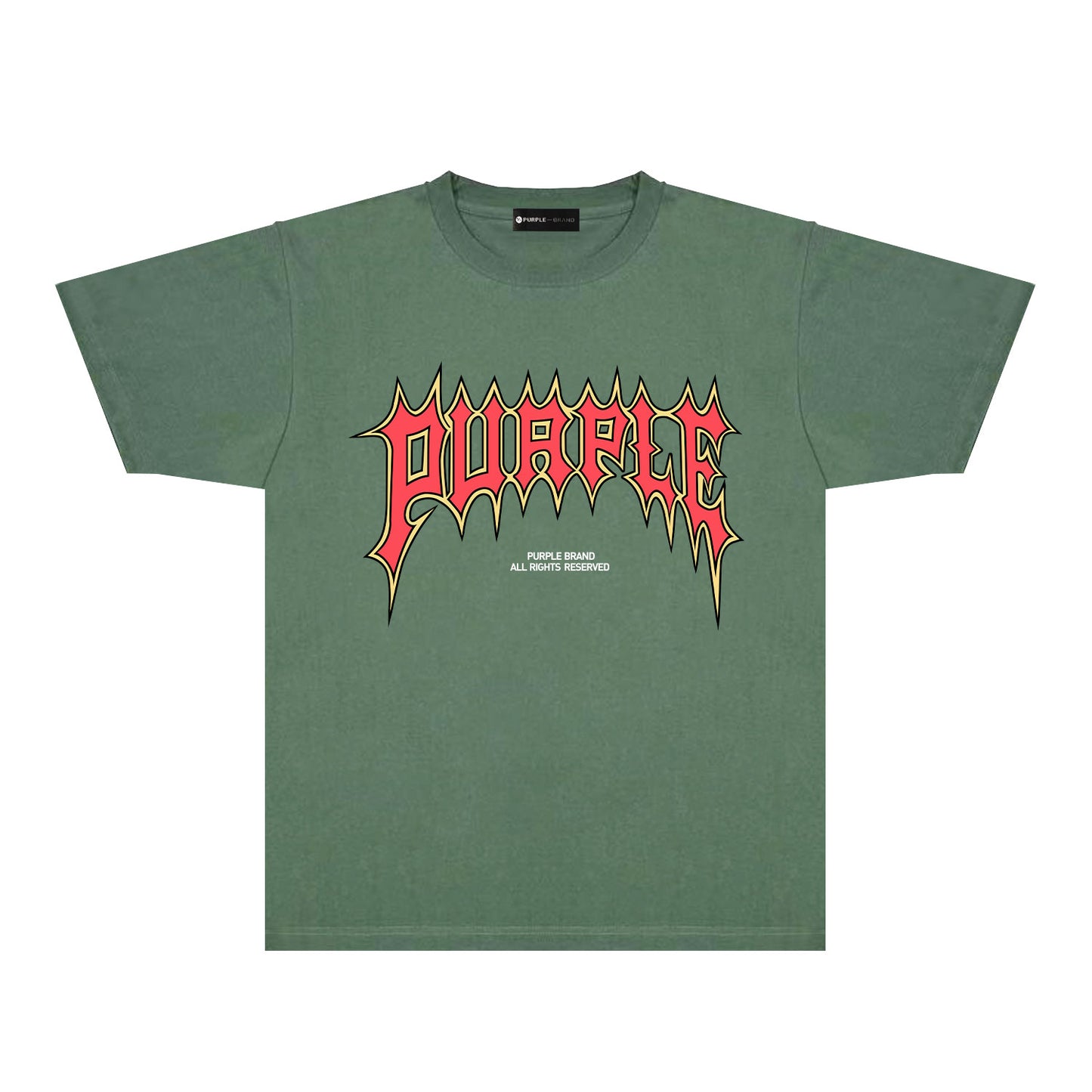 Purple Red Cracked Letter Graphic T-Shirt Short Sleeve Casual Streetwear Tee PUR189